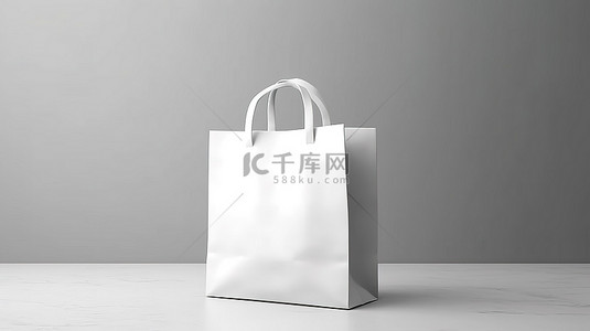 购买袋背景图片_商业概念的 3D 渲染，浅色背景上有一个空白的白色购物袋，可供您购买