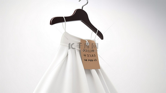 棉背景背景图片_3D 渲染中白色背景上呈现的织物服装标签上的小尺寸标志
