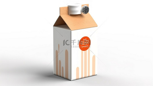 带有牛奶和果汁纸盒的孤立白色背景的 3d 插图