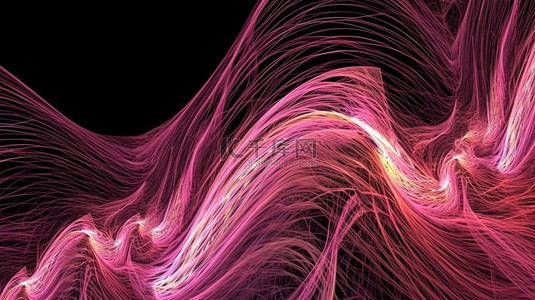 具有独特纹理图案的粉红色分形线的 3D 渲染