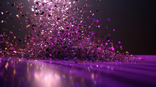 闪亮的 3d 渲染中的豪华紫色闪光背景