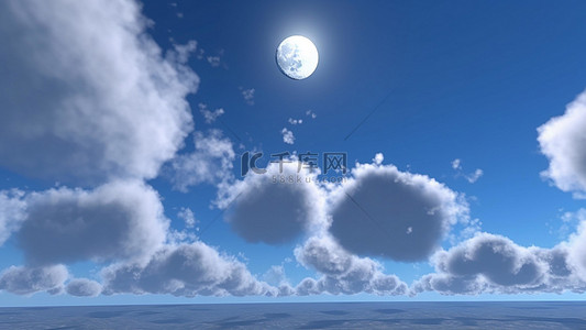 月亮星空卡通背景背景图片_月亮天空云海