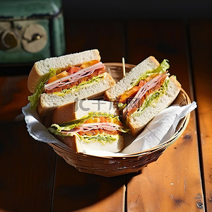 两个切好的三明治放在两个碗里