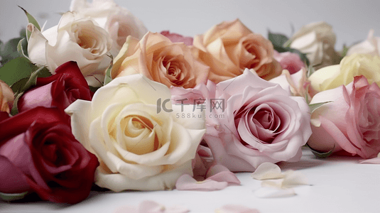 爱情花背景图片_散落的玫瑰花和花瓣