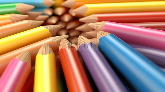 3D 彩虹铅笔排列的插图