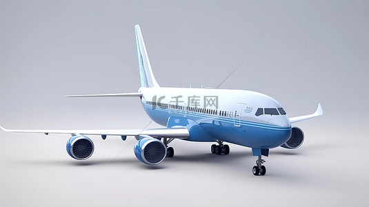机场出发口背景图片_大型航空运输机广告创意 3D 对象设计的真实侧视图