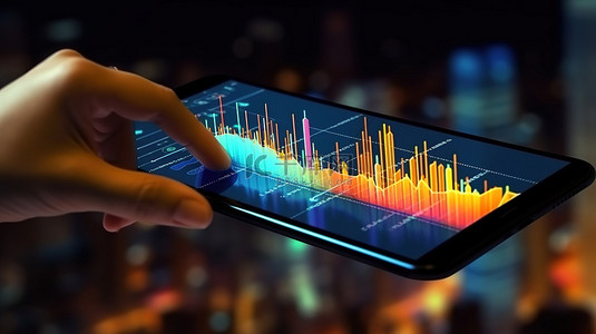 智能手机上的数据图表数字营销技术插图