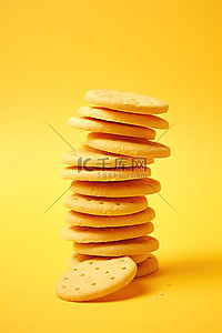 白色心背景图片_黄色背景上的一堆橙味饼干