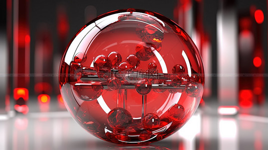 现代简约抽象设计，以 3D 红色玻璃球为特色