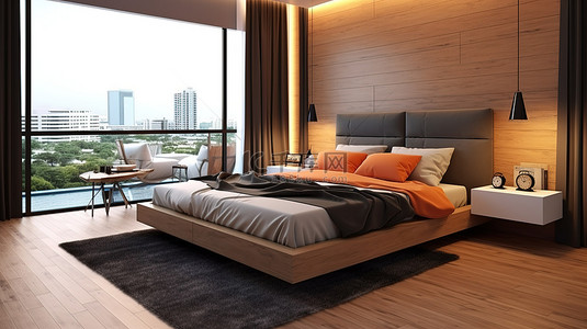 3d 可视化的现代卧室