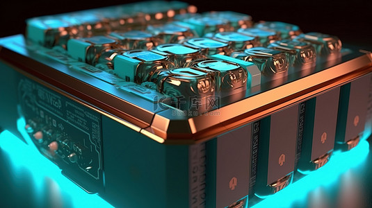 用于电源的可充电锂电池概念的 3d 插图