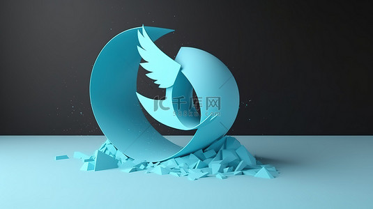 具有浮动效果的简约 3d Twitter 徽标设计模板