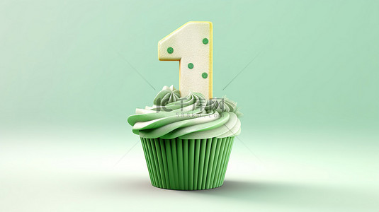 庆祝 14 岁生日的薄荷绿蛋糕的 3d 渲染