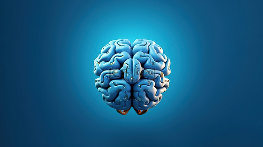 蓝色大脑的创新思维 3D 插图，增强创造力