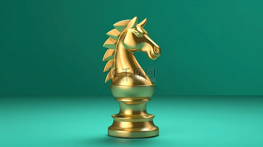 国际象棋标志背景图片_国际象棋骑士的图标是潮水绿色背景上的金色福尔图纳符号