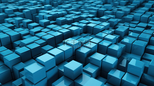 蓝色几何立方体图案的抽象 3d 渲染