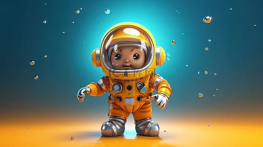 卡通科学家背景图片_3D 艺术中俏皮的宇航员形象