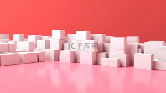 公司展示背景图片_用于粉红色背景品牌展示的名片模型的全景渲染