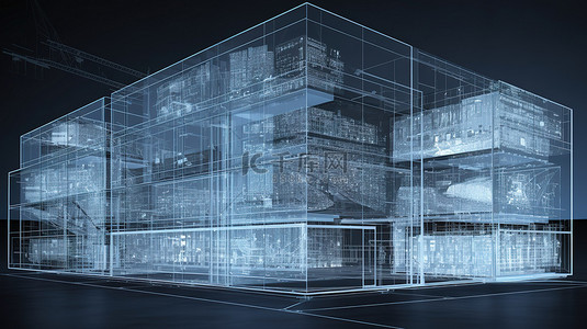 智能建造背景图片_以 3D 形式可视化的概念性建筑监控
