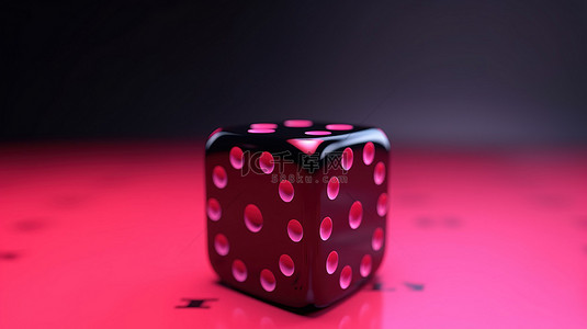 背景上带有粉红色轮廓的 3d 骰子图标