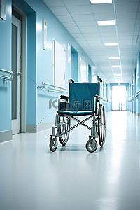 残疾人坐轮椅背景图片_轮椅躺在医院的大厅里