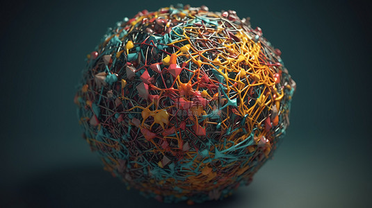 混乱的彩色球体 3D 抽象渲染