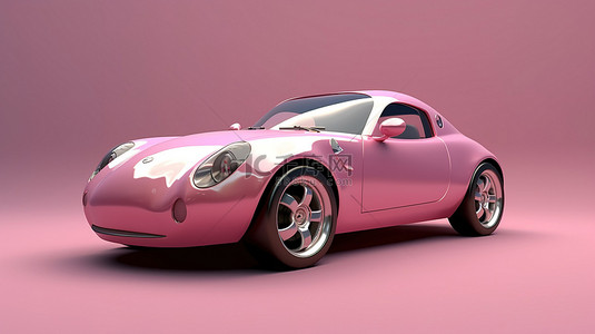 粉红色的小型轿跑车 3D 渲染