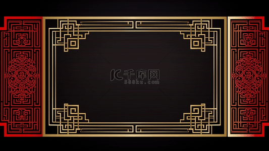 中国的节日背景图片_金色复古边框中国风格节日广告背景