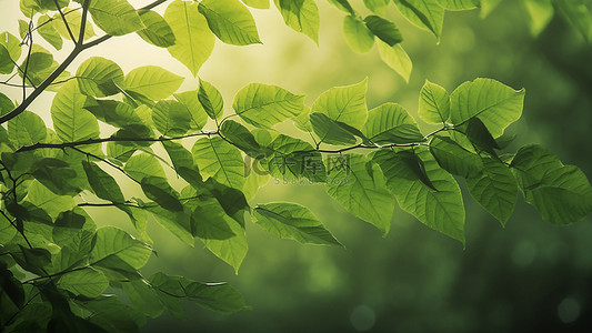 绿叶子植物背景图片_自然森林绿色自然