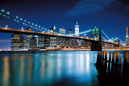 布鲁克林大桥在晚上