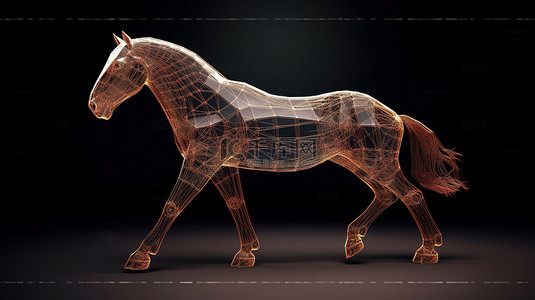 奔马背景图片_棕色种马的华丽 3D 可视化
