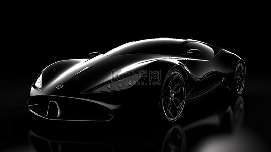 黑白背景背景图片_当代黑色汽车的时尚 3D 渲染