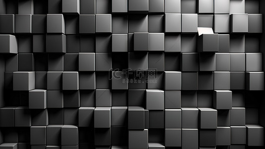 黑白 3D 渲染设计中的当代陶瓷方砖墙纹理