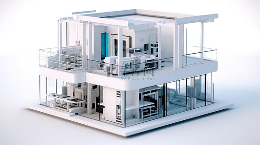 创作过程背景图片_3d 打印机在工业环境 3d 渲染中建造房屋建筑