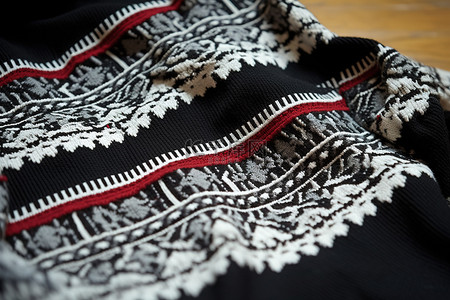 衣服线条背景图片_这件毛衣是黑白相间的，上面缝有白色布料的线条