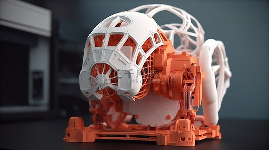 由 3d 打印机打印的机器人模型令人惊叹的 3d 渲染图像