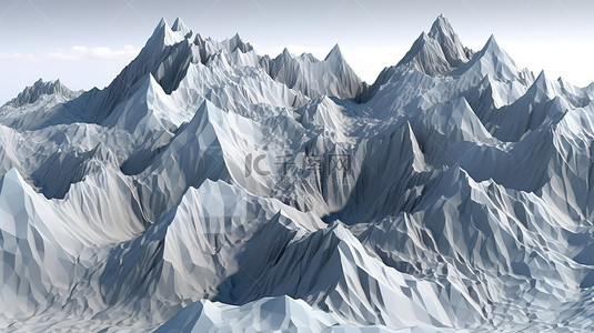 低聚 3d 渲染中的地形山