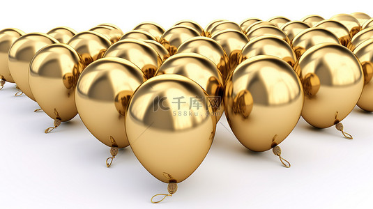 孤立的白色背景与金色 3d 气球形成数字 100