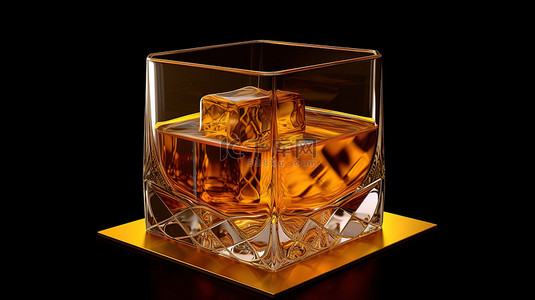 威士忌飞溅背景图片_孤独中的威士忌 3D 插图和渲染