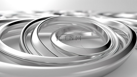 花金属背景图片_光滑的金属抽象圆环，在 3D 渲染中具有柔和的白色照明