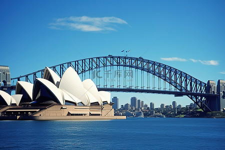 珠歌剧院背景图片_悉尼港 海港大桥和歌剧院