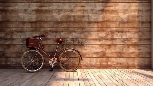 黑色自行车背景图片_靠在墙上的老式自行车 3D 创建
