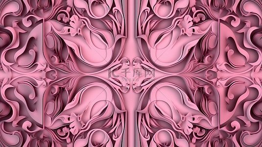 几何装饰风格粉红色垂直条纹图案的 3D 插图