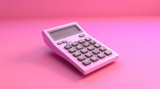 带计算器的粉红色背景的 3d 渲染