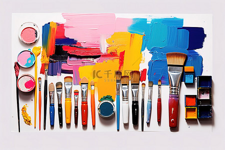 绘彩背景图片_出售数字艺术画布和颜料的绘画工具套装