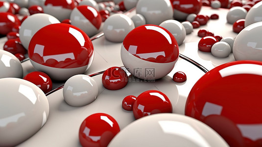 红色背景图片_动态抽象背景中的红色和白色球体