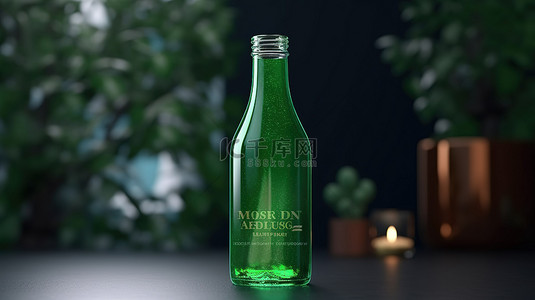 清爽的绿色瓶装饮料的 3D 模型