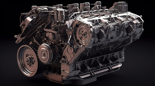 3D 渲染汽车设计中的机器发动机