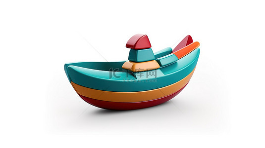 童蓝色背景图片_3d 渲染的玩具船在白色背景上隔离的抽象风格