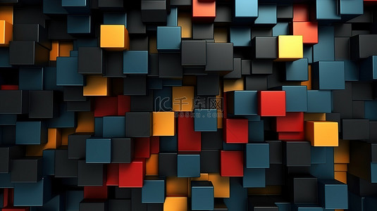 3D 渲染的几何矩形创建令人着迷的抽象背景